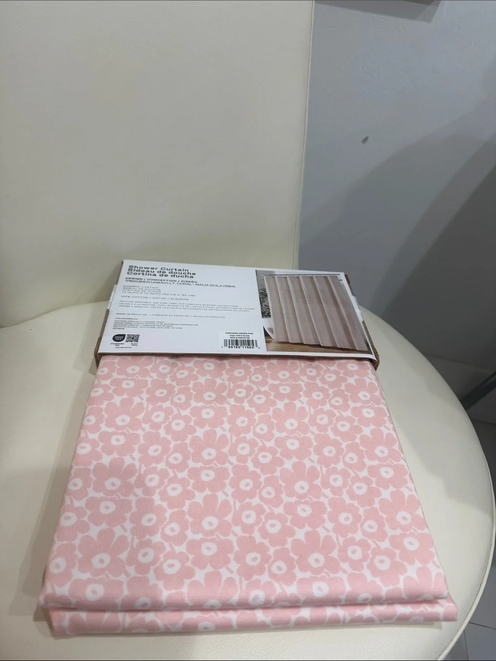 Marimekko Pink and White Floral Shower Curtain